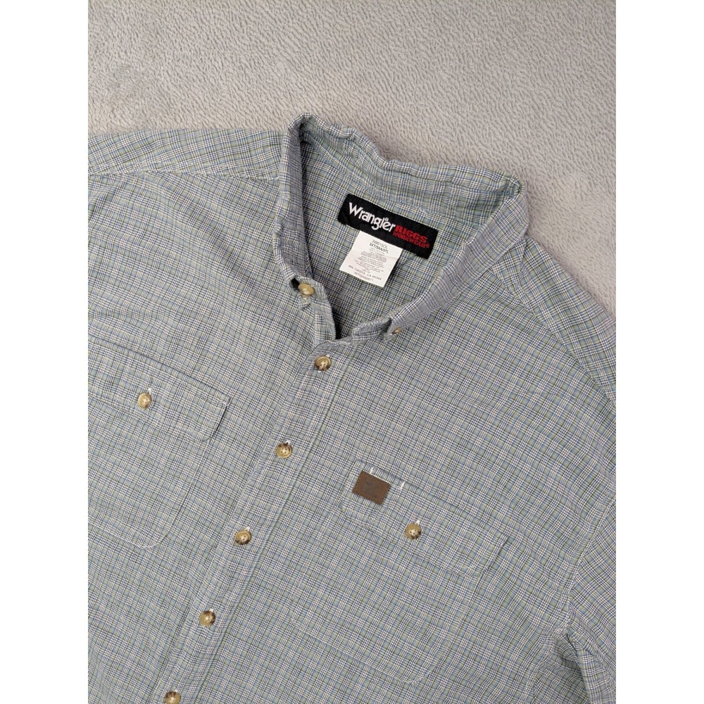 Wrangler Riggs Workwear Men's 3XT Plaid Short Sleeve Button Up Work Shirt